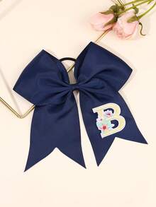 1 件海军蓝啦啦队蝴蝶结，适合女士女孩 A-Z 字母刺绣罗缎丝带蝴蝶结发带纯色字母花朵刺绣蝴蝶结发带优雅蝴蝶结松紧带休闲纯色蝴蝶结发绳啦啦队蝴蝶结橡皮筋女士发饰、马尾辫夹、发圈、发带、弹性发带、家居美容女士配饰礼品 - 藏蓝色 - 查看 26