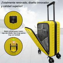 Maleta Cabina 20'' Con Portavasos, Cajón Y Candado  10kg - Amarillo - Ver 7