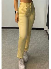 Women's Pants/Tailored Pants/Basic Pants/Elegant Pants/Skinny Pants/Blogger Pants/Fashion Pants - 黃色 - 查看 2