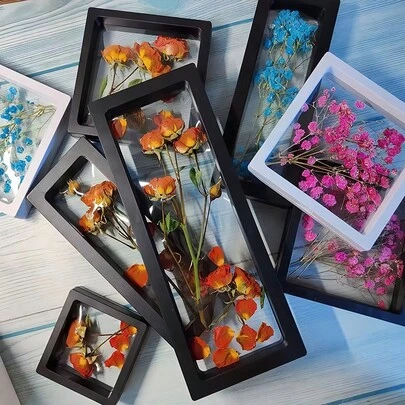 1pc Modern Simple Dried Flower Photo Frame (Plastics)Dried Flower 3D Photo Frames DIY Display Stand Decorative Floating Photo Frame(Not Glass),DIY Dry Flower Storage Photo Frame Display Stand, Three - Dimensional Decoration Of Preserved Flowers, Double - Sided Transparent Frame, High - End Display Stand.