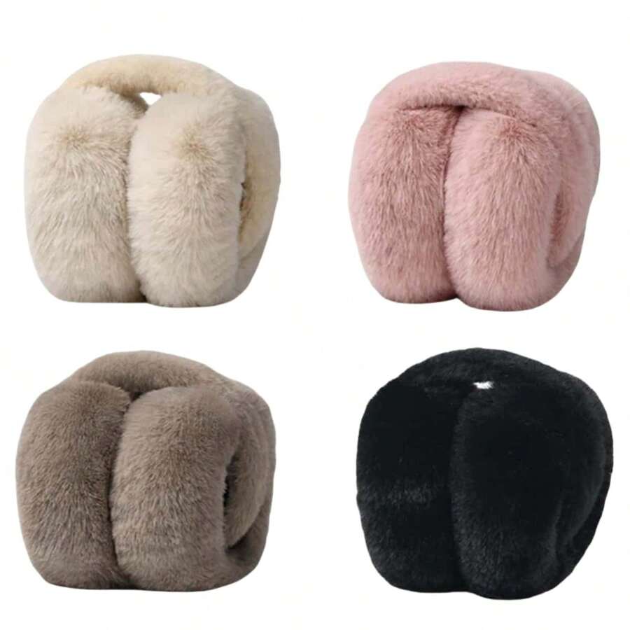 1pc New Soft Plush Earmuffs, Fashionable Warm Fluffy Ear Warmers For Women, Cute Girl Winter Ear Covers Winter Warm
