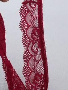 1 Set Lace Sexy Push-Up Bra, Anti-Sagging - Red - View 9