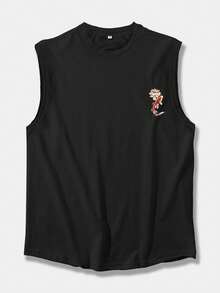 Áo tank top nam màu đen YUNCHIC, phong cách thường ngày và đa năng, phù hợp cho mùa hè, họa tiết cá chép Trung Quốc, phong cách tối giản kiểu , dễ dàng chuyển đổi từ phòng tập đến đường phố, có thể phối hợp với các trang phục tương phản. - màu đen - Xem 4