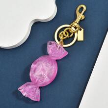 1pc Cartoon Fruit Candy Pendant Keychain, A Dual-Purpose Accessory Suitable For Bags And Keychains. It Is Simple And Elegant, Serving As Both An Exquisite Gift For Friends And A Wonderful Halloween Present To Give To Them. - 粉色 - 查看 3