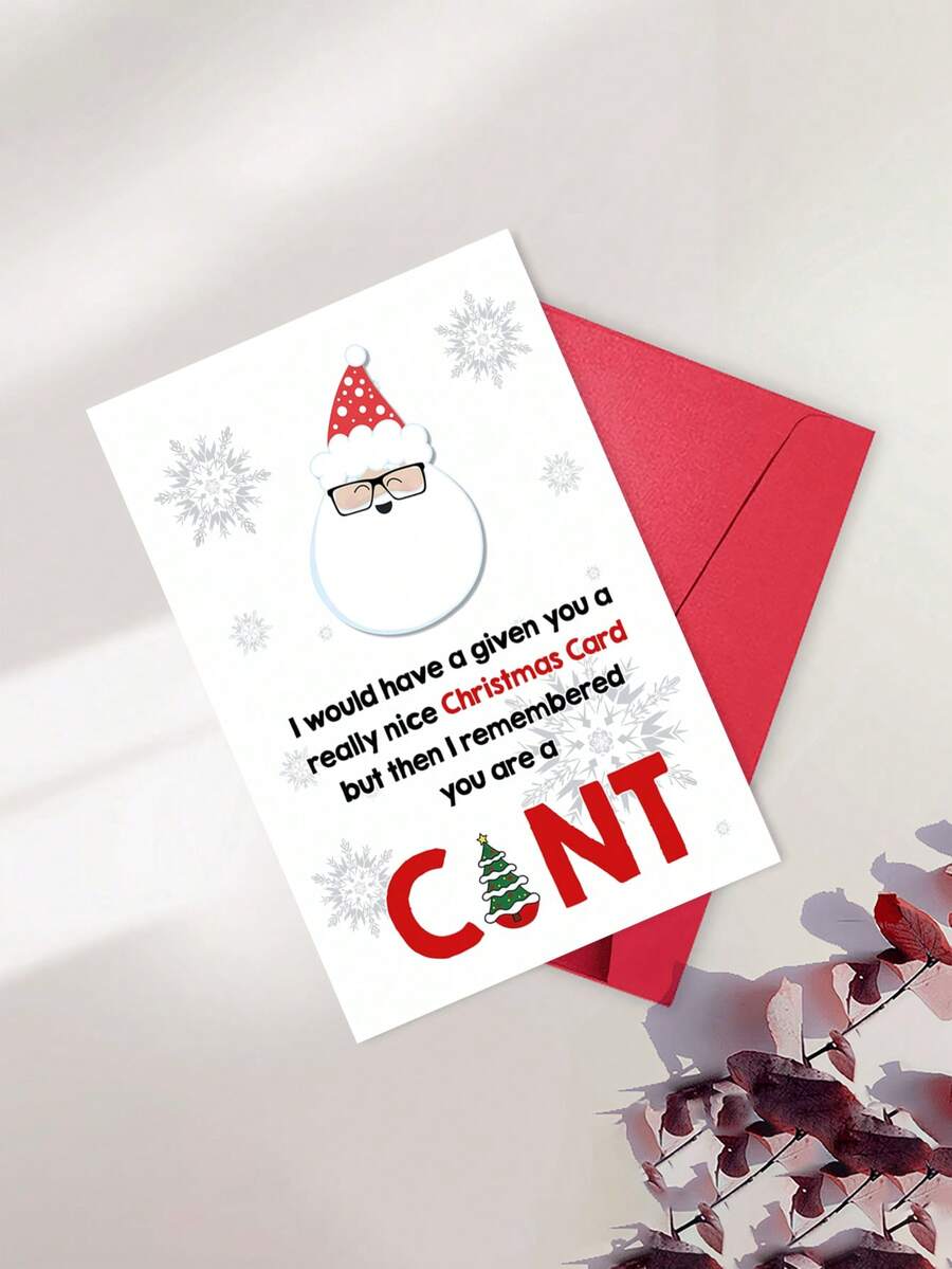 1 张有趣的圣诞贺卡，带信封、模仿圣诞老人眼镜和雪花设计，“最伟大的礼物”空白内页贺卡，适合节日礼物 - 彩色 - 查看 1