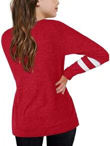 Apbondy Girls Shirts Casual Long Sleeve Crewneck Loose Striped Sweatshirts Pullover Tops