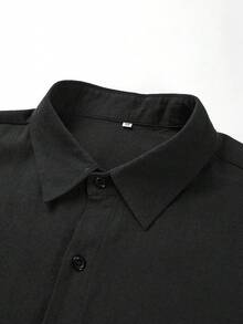 Old Money 男士亚麻衬衫，简约休闲纯色长袖纽扣衬衫，透气轻盈的纯棉黑色面料，适合日常穿着、办公、聚会等场合，百搭男士服饰，送给丈夫、男友、儿子的礼物，秋季必备单品 - 黑色 - 查看 5