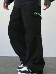 1pc Boys/Teens Versatile Letter Print Loose Fit Outdoor Casual Cargo Pants