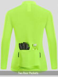 女式长袖骑行服，速干透气自行车衬衫，带后口袋，适合公路和山地自行车 - 芥末黃 - 查看 2