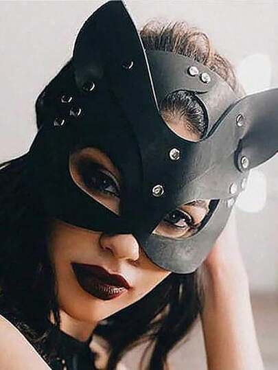 Masque de chat  pour femme, masques de lapin et de renard, masque animal recouvrant la moitié du visage, déguisement pour cosplay, fête d'Halloween, femmes et dames