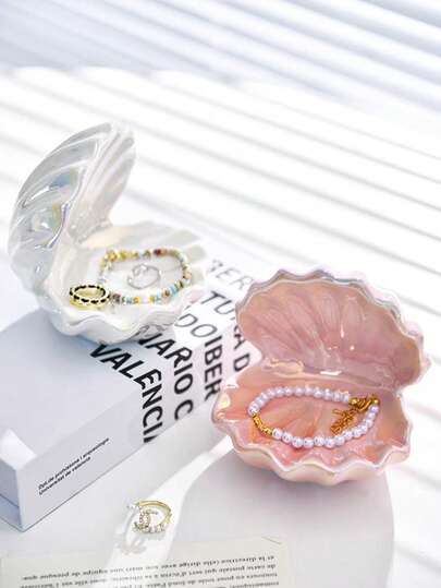 Ceramic Shell Jewelry Tray, Serving As Both Jewelry Storage And Decoration, Suitable As Holiday Gift And Gift For Girls
