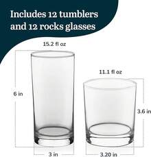 Libbey Juego de 24 Vasos de Vidrio Province de 449 ml y 329 ml - Por supuesto - Ver 4