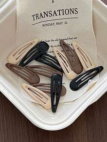 30pcs Y2K Style Cute Girl Black, Beige, Brown Mini Oil Drop Hair Clips, Fashion Versatile Hair Accessories Suitable For Daily, Casual, Commute, Beach, Ponytail, Bun, Washing Face, Makeup, Outfit Matching Plant Claw Clips Fall Hair Clutch Autumn Decor Accessories For Women Winter For Vacation Outfits Woman - Multicolor - View 3