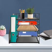 5 Tier Letter Tray Desk Organizer Metal Mesh A4 Paper Desktop Filing Trays - Black - View 2