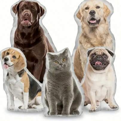 Personalisiertes Haustier-Foto-Kissen, Hund Katze Gedenken - Beidseitiger Druck, Füllung, kreatives Geschenk, einzigartiges Haustier-Kissen-Souvenir, komfortable Wohnaccessoires | Tier-Themen-Dekoration | Material, süß, Mini-Artikel