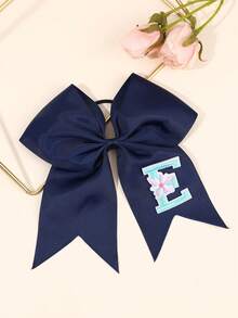 1 件海军蓝啦啦队蝴蝶结，适合女士女孩 A-Z 字母刺绣罗缎丝带蝴蝶结发带纯色字母花朵刺绣蝴蝶结发带优雅蝴蝶结松紧带休闲纯色蝴蝶结发绳啦啦队蝴蝶结橡皮筋女士发饰、马尾辫夹、发圈、发带、弹性发带、家居美容女士配饰礼品 - 藏蓝色 - 查看 24