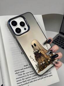 1pc Lonely Ghost Illustration Pattern High-Quality Matte TPU Shockproof Protective Case Compatible With IPhone 7/8/X/Xs/XR/XS Max/11/12/13/14/15/16 Pro Max And Galaxy - Multicolor - View 2