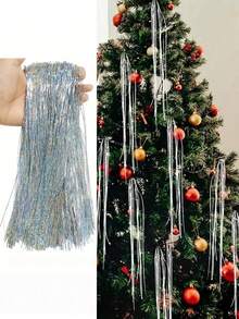 1 buc decorațiuni de Crăciun cu ciucuri argintii, pandantiv pentru ciucuri, decorațiuni de cadouri de sărbători DIY - ornamente reflectorizante din plastic pentru brad de Crăciun, decorațiuni pentru ferestre și scări de sărbători, accesorii pentru sărbători interioare, Revelion și petreceri de ziua de naștere