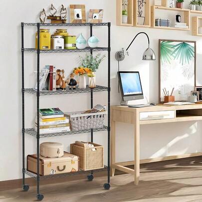 5-Tier Metal Wire Rack Wire Shelving Unit Adjustable Heavy Duty Storage Shelf