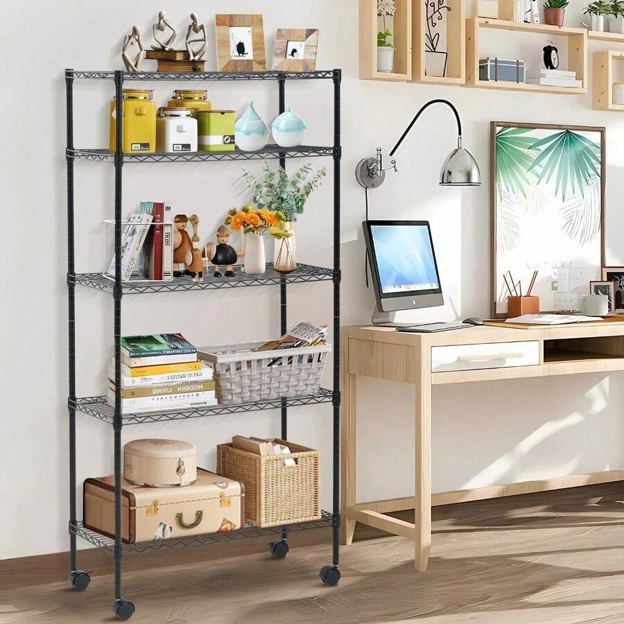 5-Tier Metal Wire Rack Wire Shelving Unit Adjustable Heavy Duty Storage Shelf - default - View 1