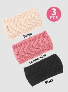 3 Pieces Chunky Knit Headbands Braided Winter Headbands Ear Warmers Crochet Head Wraps For Women Girls
