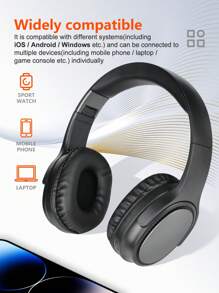 Gerripuer 新款无线耳机带麦克风，6.0 芯片，适用于游戏、视频、音乐、低延迟、USB-C、立体声高清通话、商务母亲节礼物、舒适的可调节头带、HiFi 低音、长电池寿命 - 黑色 - 查看 7