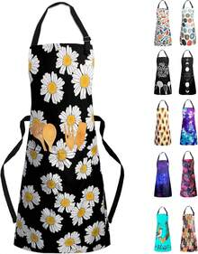 Adjustable Waterproof Apron Bib Apron With 2 Pockets Cooking Kitchen Aprons Women Men Chef TJN9 - Hoa - Xem 4