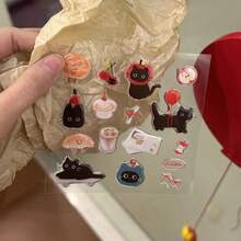 Ins韩版简约可爱黑猫气球果冻贴纸果冻浮雕DIY贴纸适用于日记本手机壳剪贴簿 - 彩色 - 查看 4