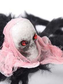 1pc Halloween / Christmas Plush Spider, Ghost Head Spider, Horror Spider, Foam Skull Head, Escape Room Prop