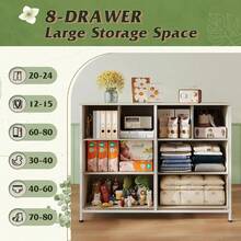 8-Drawer Dresser For Bedroom, Wide Fabric Chest Of Drawers For Storage And Organization, Closet Hallway And Living Room Use, Versatile Storage Cabinet, Large Capacity - Light Grey - View 5