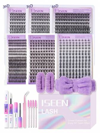 1316pcs, 168pcs, 280pcs, 140pcs, D Curl, C Curl, Lash Clusters Lash Extension Kit DIY Lash Clusters Eyelash Extension Kit, 9-16mm 30D 40D 50D Individual Lashes Kit With Lash Bond And Seal, Lash Tweezers, Remove Headband For Washing Your Face And Bracelet For Self Use (9-16mm, Kit)