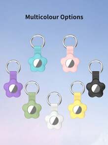 1pc Flower Shaped Silicone Protective Case With Keychain, Compatible With Apple AirTag Tracker, For Backpack, Keys, Pets And Other Items Anti-Lost Protection