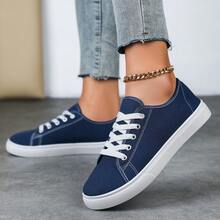 Women Lightweight Comfortable Low-Top Flat Casual Sports Shoes For All Seasons, Spring/Autumn Shoes For Women - Màu xanh lam - Xem 1