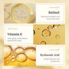 IREV 30毫升24K金玻尿酸精华液，含金箔，减少皱纹，紧致肌肤，富含维生素E和视黄醇玻尿酸精华 - 黃色 - 查看 6