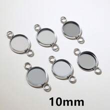 10pcs 8-30mm Inner Size Double Loops Stainless Steel Gold Color Pendant Cabochon Blank Base Tray DIY Accessories For Bracelet Necklace Earrings - Double Hanging Bottom Bracket - View 18