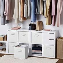 13"X13"X13" 6-Pack Foldable Storage Bins Collapsible Closet & Toy Organization Boxes Space Saving Fabric Cubes  For Shelves Black - 黑色 - 查看 5