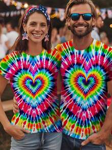 Unisex Retro Tie Dye Shirt For Men Women 70S 80S Hippies Senior Tie-Dye Tee Tshirt 3D Cool Graphic Short Sleeve Men's Tie Dye T Shirts Hippies Senior Short Sleeve Tie Dye Tee Shirt For Men - 彩色 - 查看 7