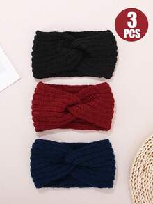 3 Pieces Chunky Knit Headbands Braided Winter Headbands Ear Warmers Crochet Head Wraps For Women Girls