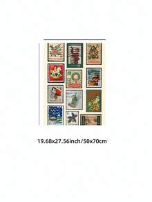 1 pièce Affiche murale vintage sans cadre avec timbre de Noël. Affiche de vacances classique avec des designs de timbres rétro pour la décoration festive de la maison, de la chambre d'étudiant et des cadeaux nostalgiques. Décoration de Noël, décoration d'arbre de Noël, cadeaux, décoration de Thanksgiving, de mariage, de maison, d'automne, d'anniversaire, fournitures de fête, décoration intérieure de fête, décoration d'Halloween, décoration murale, ornements d'Halloween - Multicolore - Voir 11