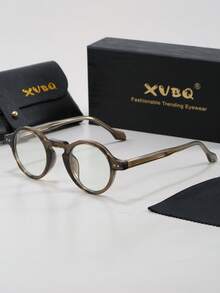 XVBQ Gafas transparentes para hombres XVBQ, con marco de TR, lentes de ABS, redondas, de estilo casual, minimalista, retro y de moda. Montura decorativa de gafas apta para hombres y mujeres, para uso en exteriores, viajes, fotografía callejera, deportes y gafas ópticas.
