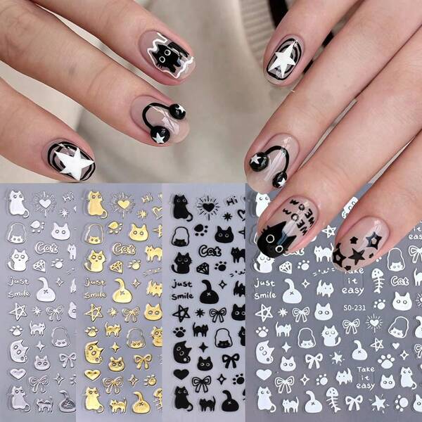 ملصقات فن الأظافر بتصميم قطة لطيفة، ملصقات أظافر قطة ثلاثية الأبعاد وملصقات نجوم، ملصقات أظافر حيوانات جذابة، ملصقات أظافر ذاتية اللصق بتصميمات ثلاثية الأبعاد، لوازم أظافر للمناسبات، ملصقات أظافر قطط صغيرة، ملصقات أظافر قطط، ملصقات أظافر حيوانات سوداء ذاتية اللصق، ملصقات لطيفة ذاتية اللصق بتصميمات كرتونية للحيوانات، ملصقات أظافر سوداء مناسبة للنساء، لوازم أظافر