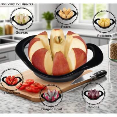 1pc  Stainless Steel Fruit And Vegetable Slicer | Double Grip Design For Convenient Cutting Of Round Fruits And Vegetables Such As Apples And Pears For Meal Preparation