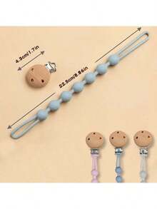 1pc Unisex Kids Colorful Silicone Pacifier Anti-Drop Chain, Multi-Function Convenient Anti-Loss Lanyard - Multicolor - View 3