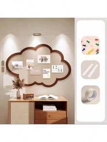 粉色云形公告板 - 聚酯毡墙面装饰，带有可爱的兔子图案，椭圆形信息和照片展示，适用于创意卧室或客厅装饰，照片展示板 | 现代公告板 | 软公告板，卧室墙壁海报