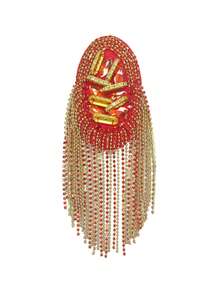 1PC Decorative Shoulder Pad Jewelry Tassel Rhinestones Gold Epaulettes Clothing Accessories Brooch Epaulet For Formal Suit Male - Yellow Gold - View 17