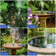 1.2W Solar Fountain Pump For Bird Baths, With Independent Solar Panel, Upgraded Solar Water Pump, With 3m Long Cable And 8 Nozzle Attachments, Suitable For Bird Baths, Outdoor Ponds, Courtyard Gardens And Aquariums, Black - 黑色 - 查看 5