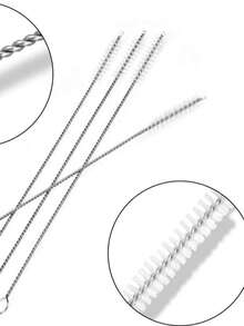 5件装304不锈钢吸管刷适用于杯子、水壶、管道、键盘、多用途清洁刷 - 白色 - 查看 2