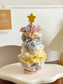 复古星形木质发饰收纳架，发圈架，发带展示架，垂直首饰架，适用于发带、发夹和各种发饰，发饰收纳盒