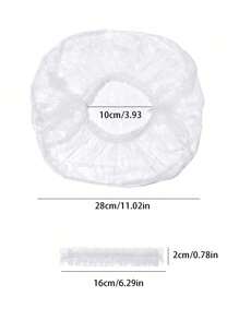 100个透明一次性免洗浴帽，防水弹力浴帽，加厚大号，高弹力，用于沐浴和头发护理，方便旅行携带 - 無色 - 查看 11