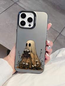 1pc Lonely Ghost Illustration Pattern High-Quality Matte TPU Shockproof Protective Case Compatible With IPhone 7/8/X/Xs/XR/XS Max/11/12/13/14/15/16 Pro Max And Galaxy - Multicolor - View 4